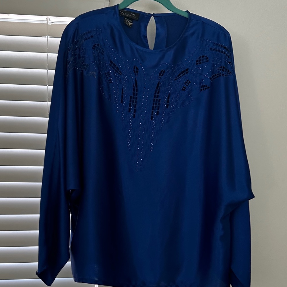 Suzelle Royal Blue Blouse with Embellished Design